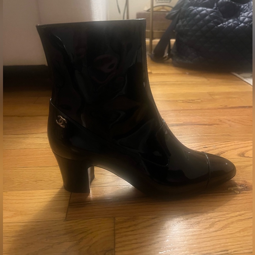 Chanel Black Patent Boots NEVER BEEN WORN